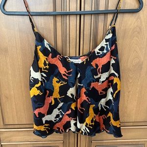 Juniper-Sparrow brand 100% silk spaghetti strap crop top, soft, silky & flowy